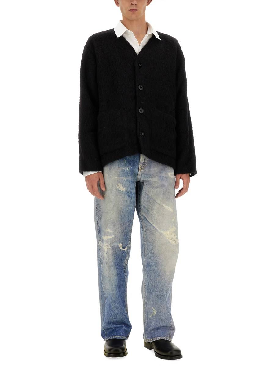 OUR LEGACY CARDIGAN SCOLLO A V IN MISTO LANA E ALPACA