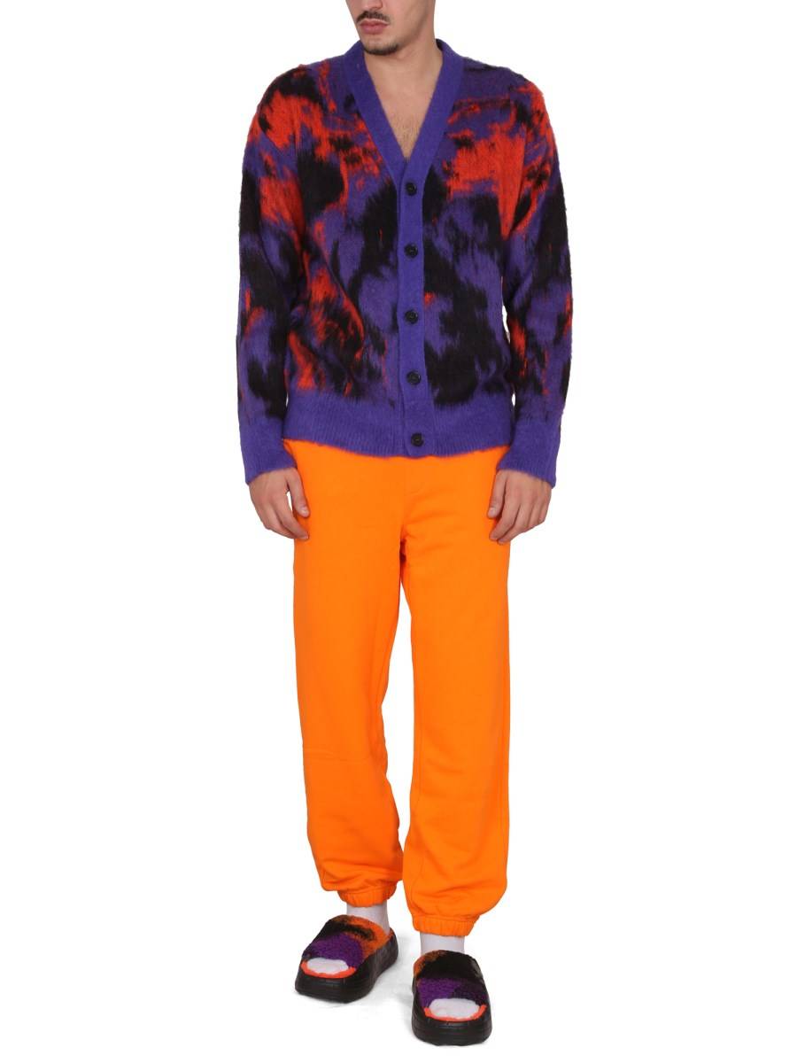 MSGM CARDINAGAN CON SCOLLO A V CON MOTIVO MULTICOLOR