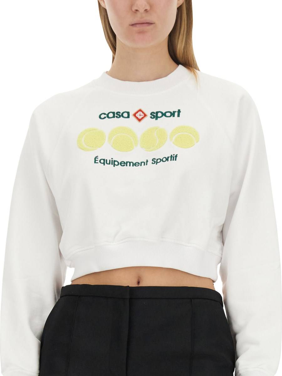 CASABLANCA FELPA CROPPED CON LOGO IN COTONE