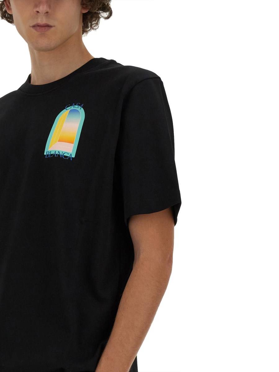 CASABLANCA T-SHIRT "LARC COLORE" IN COTONE