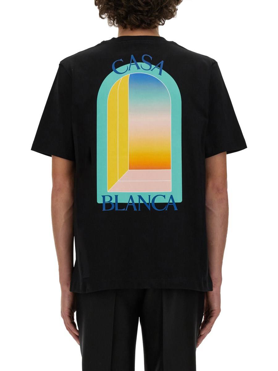 CASABLANCA T-SHIRT "LARC COLORE" IN COTONE