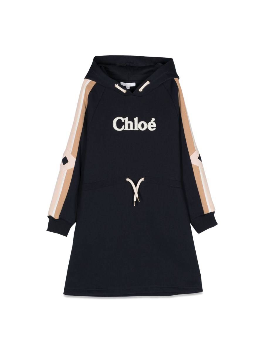 CHLOE' vestito con cappuccio e logo