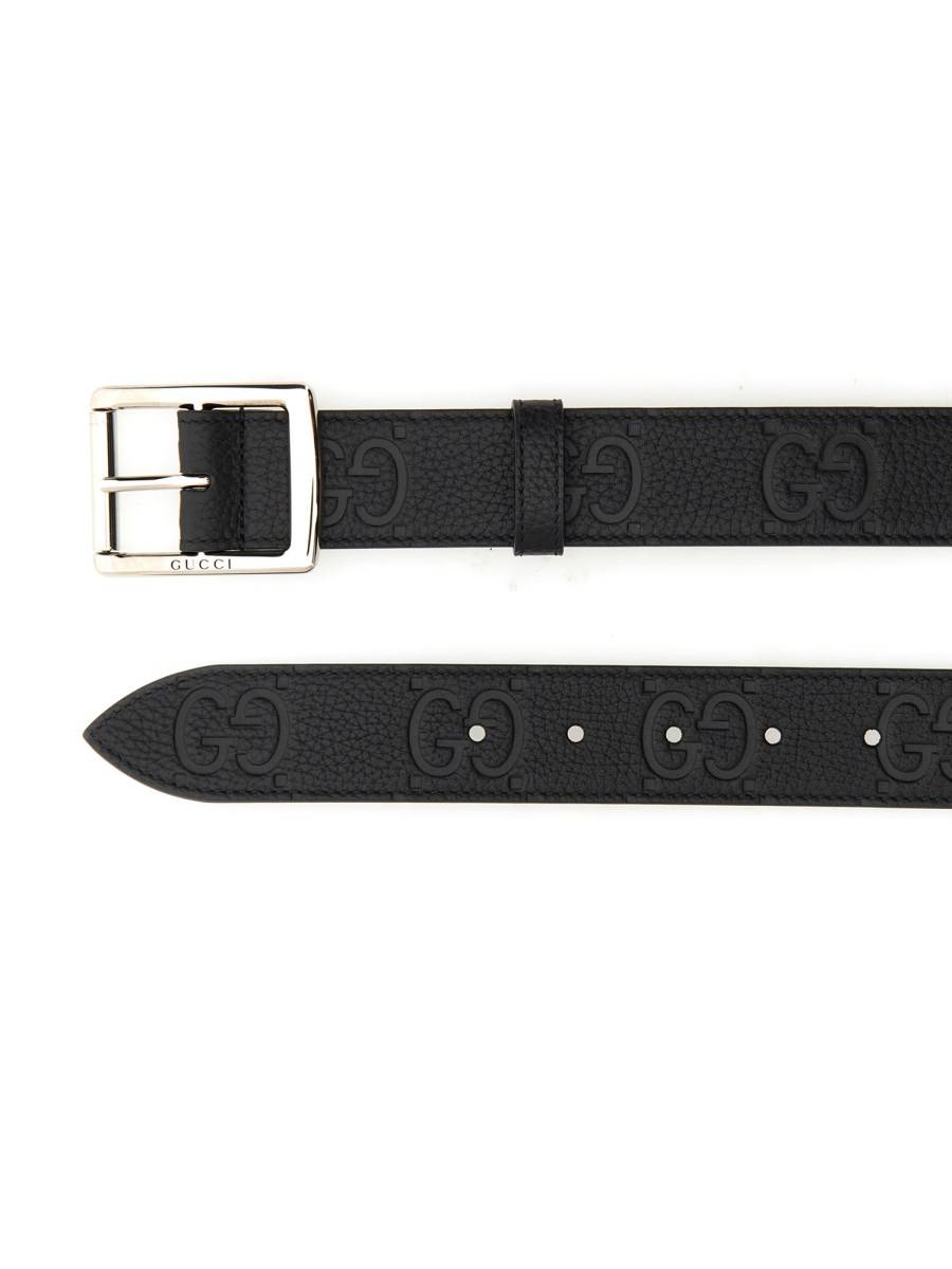 GUCCI CINTURA IN PELLE EFFETTO GOMMA CON EFFETTO GG
