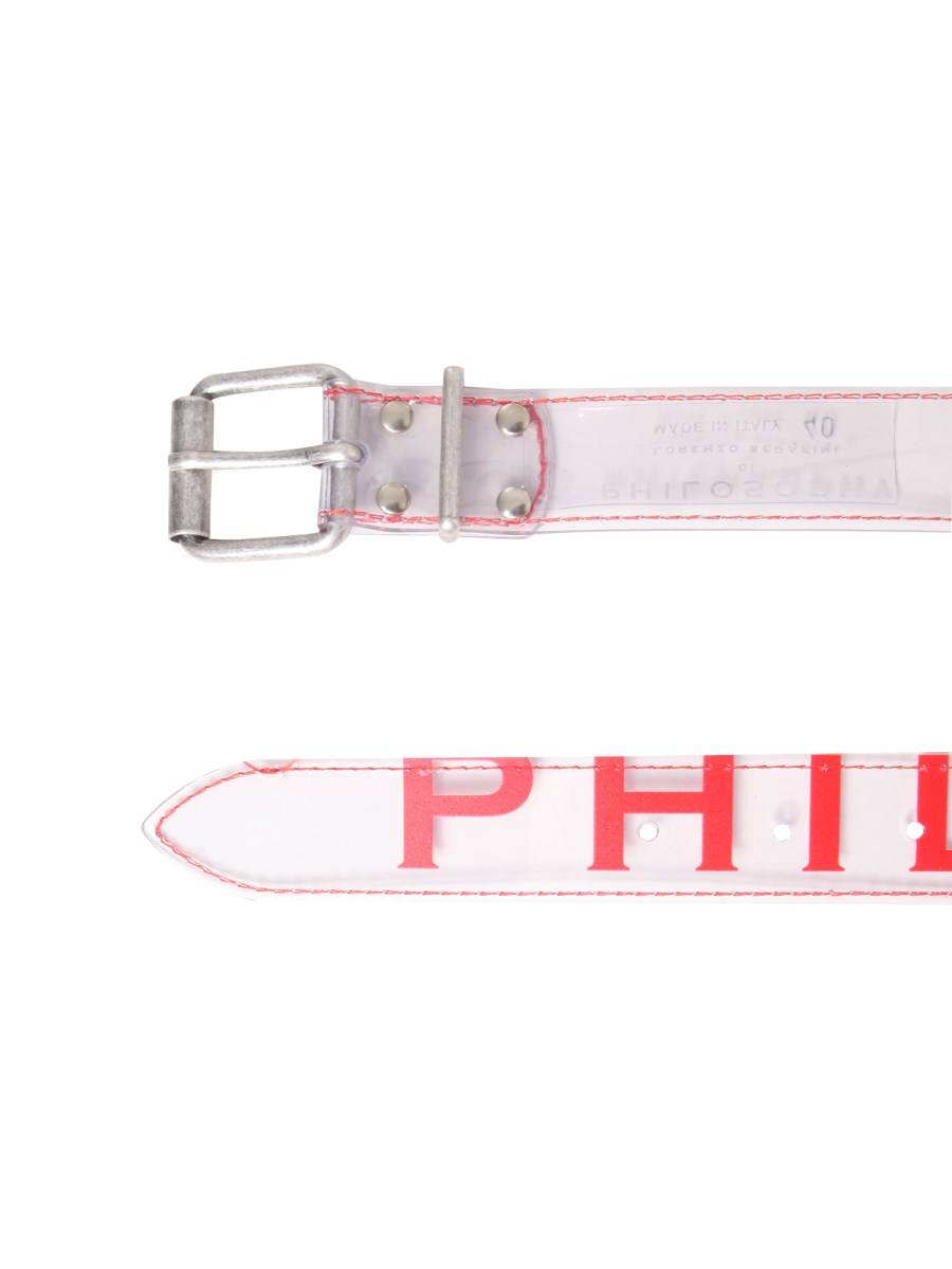 PHILOSOPHY DI LORENZO SERAFINI CINTURA TRASPARENTE IN PVC CON LOGO