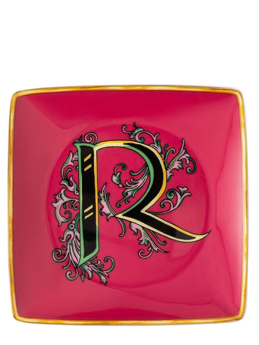 ROSENTHAL MEETS VERSACE COPPETTA QUADRA PIANA 12 CM VIRTUS ALPHABET "R"