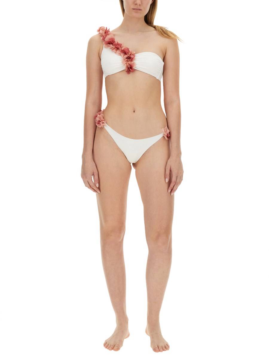 LA REVECHE COSTUME BIKINI MONOSPALLA "ADELE" CON APPLICAZIONI FLOREALI