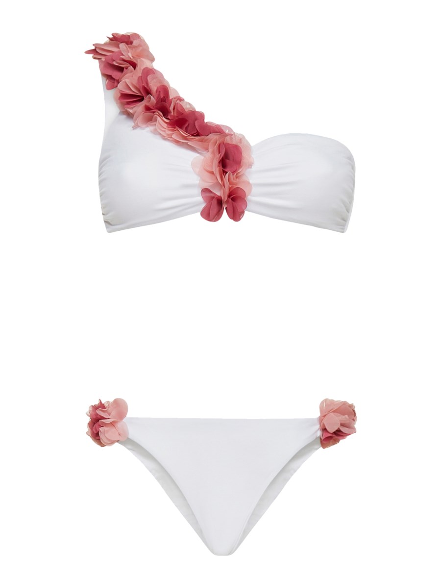 LA REVECHE COSTUME BIKINI MONOSPALLA "ADELE" CON APPLICAZIONI FLOREALI