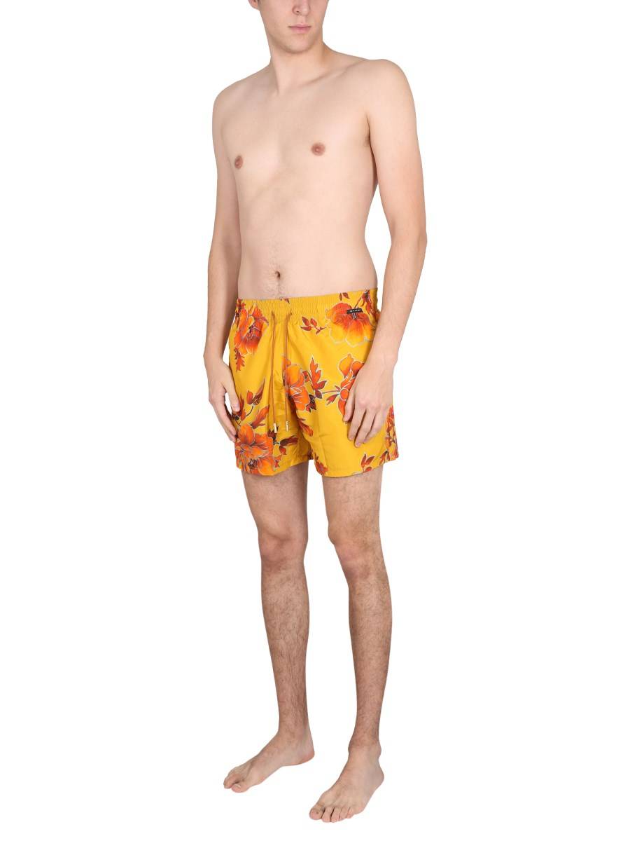 ETRO COSTUME BOXER IN MISTO COTONE CON MAXI STAMPA FLOREALE