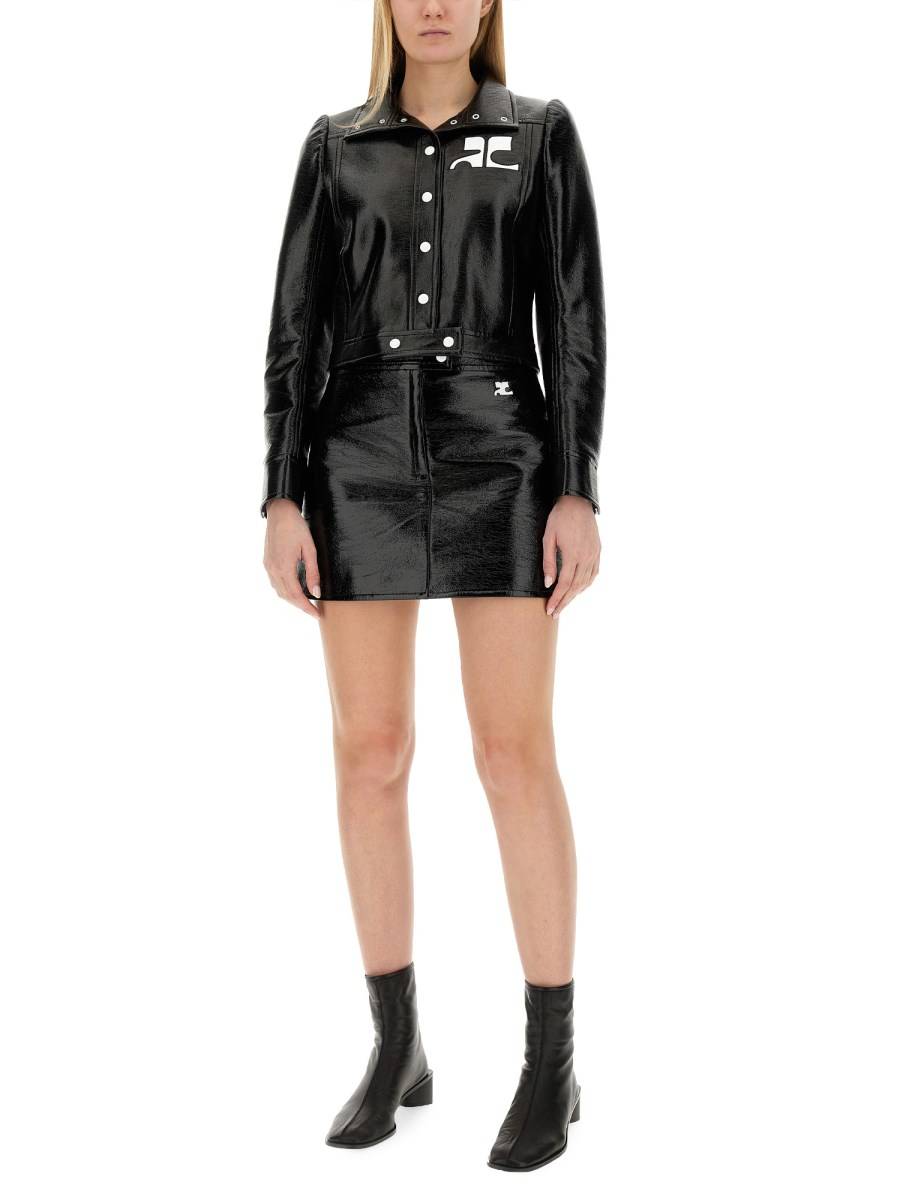 COURREGES GIACCA CROP CON LOGO