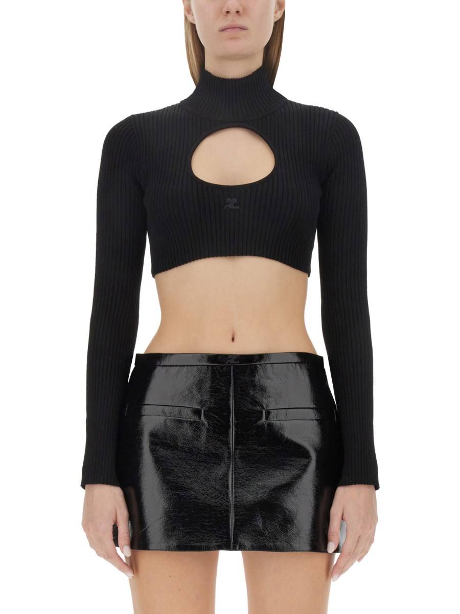 COURREGES MAGLIA CROPPED IN VISCOSA
