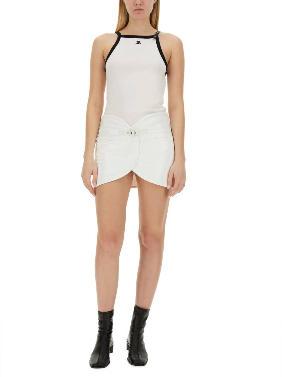 COURREGES TOP IN JERSEY DI COTONE CON LOGO