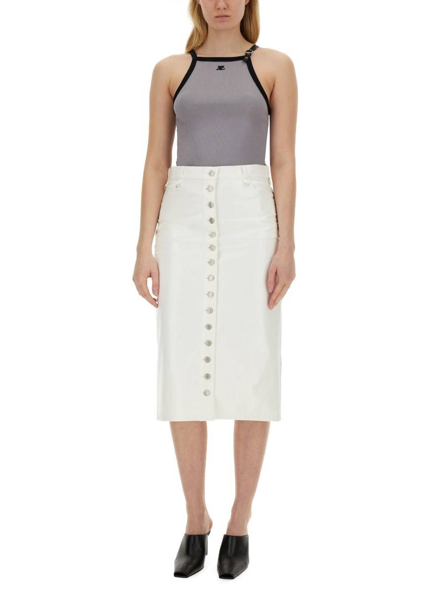 COURREGES TOP IN JERSEY DI COTONE CON LOGO