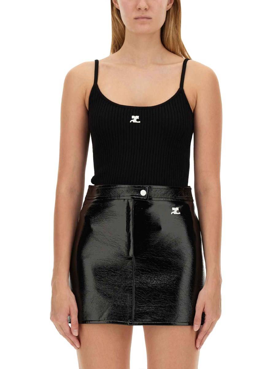 COURREGES TOP IN MAGLIA CON LOGO