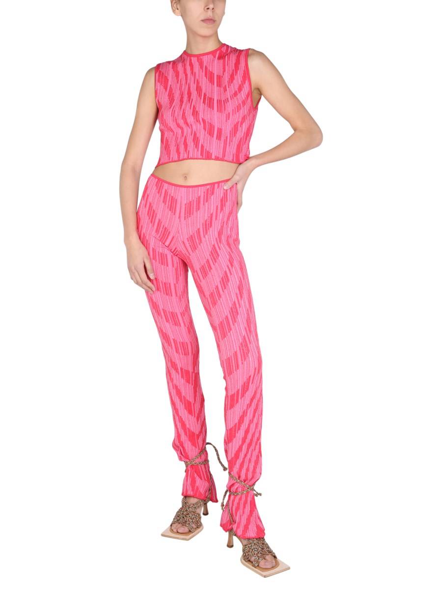 PHILOSOPHY DI LORENZO SERAFINI CROP TON IN MAGLIA JACQUARD LAVORATA A COSTE