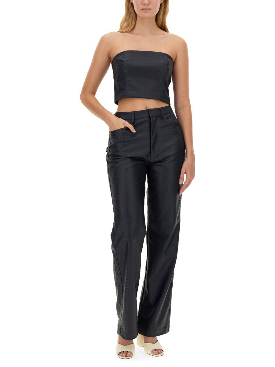 ROTATE BIRGER CHRISTENSEN CROP TOP INTRECCIATO IN SIMILPELLE