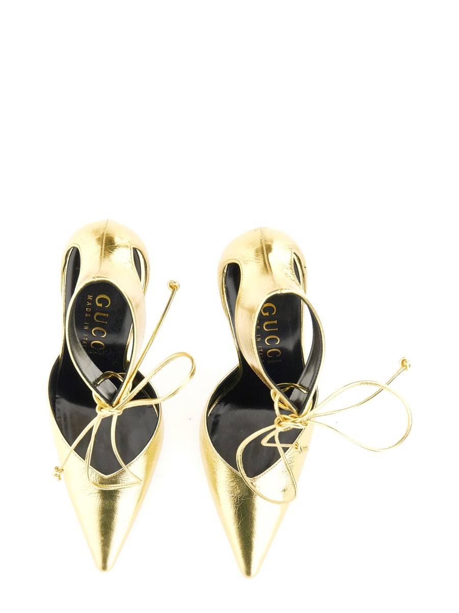 GUCCI DECOLLETE CON TACCO ALTO IN PELLE METALLIZZATA