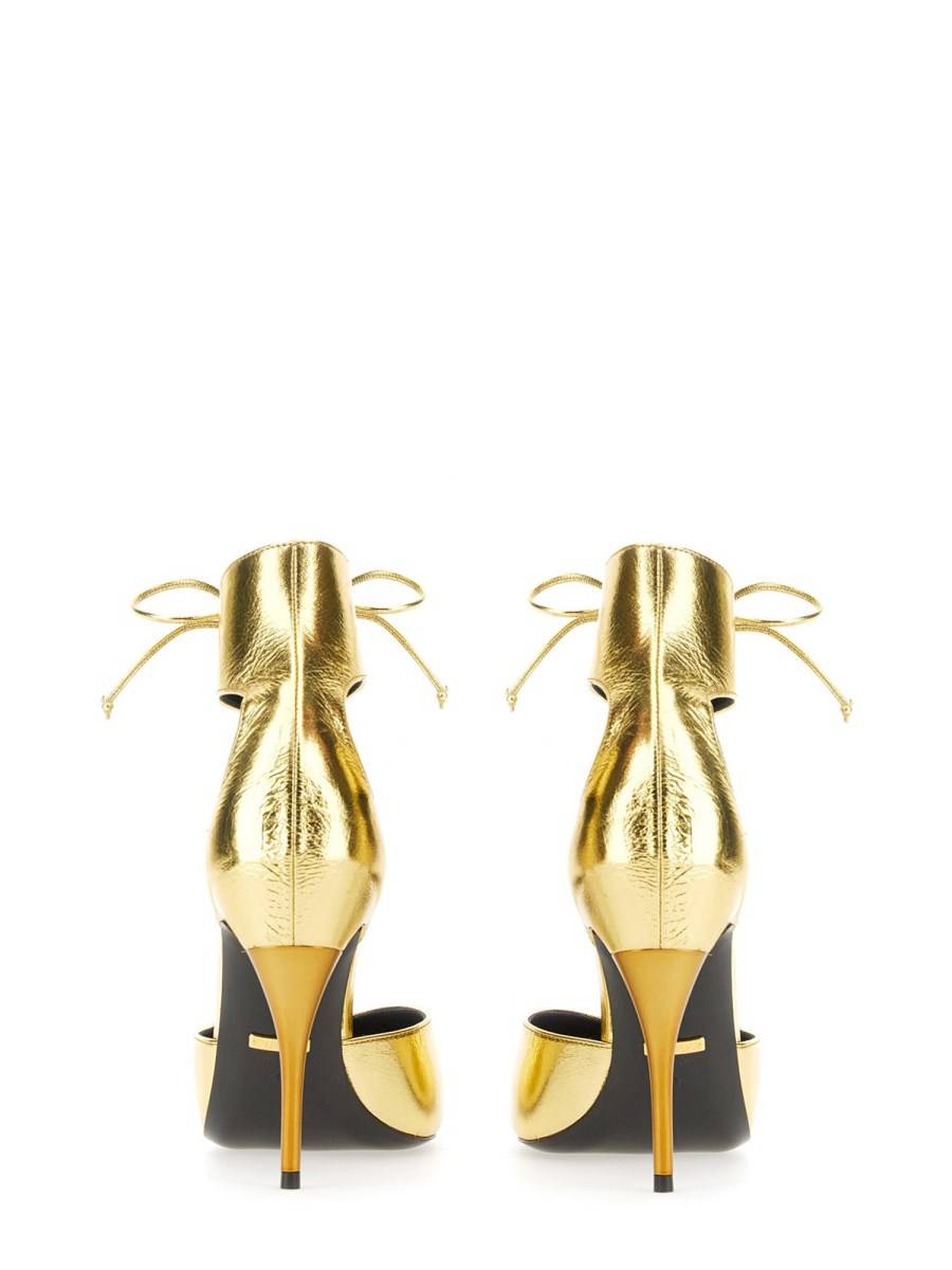 GUCCI DECOLLETE CON TACCO ALTO IN PELLE METALLIZZATA