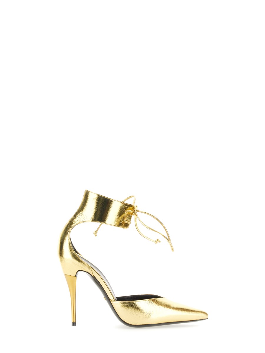 GUCCI DECOLLETE CON TACCO ALTO IN PELLE METALLIZZATA
