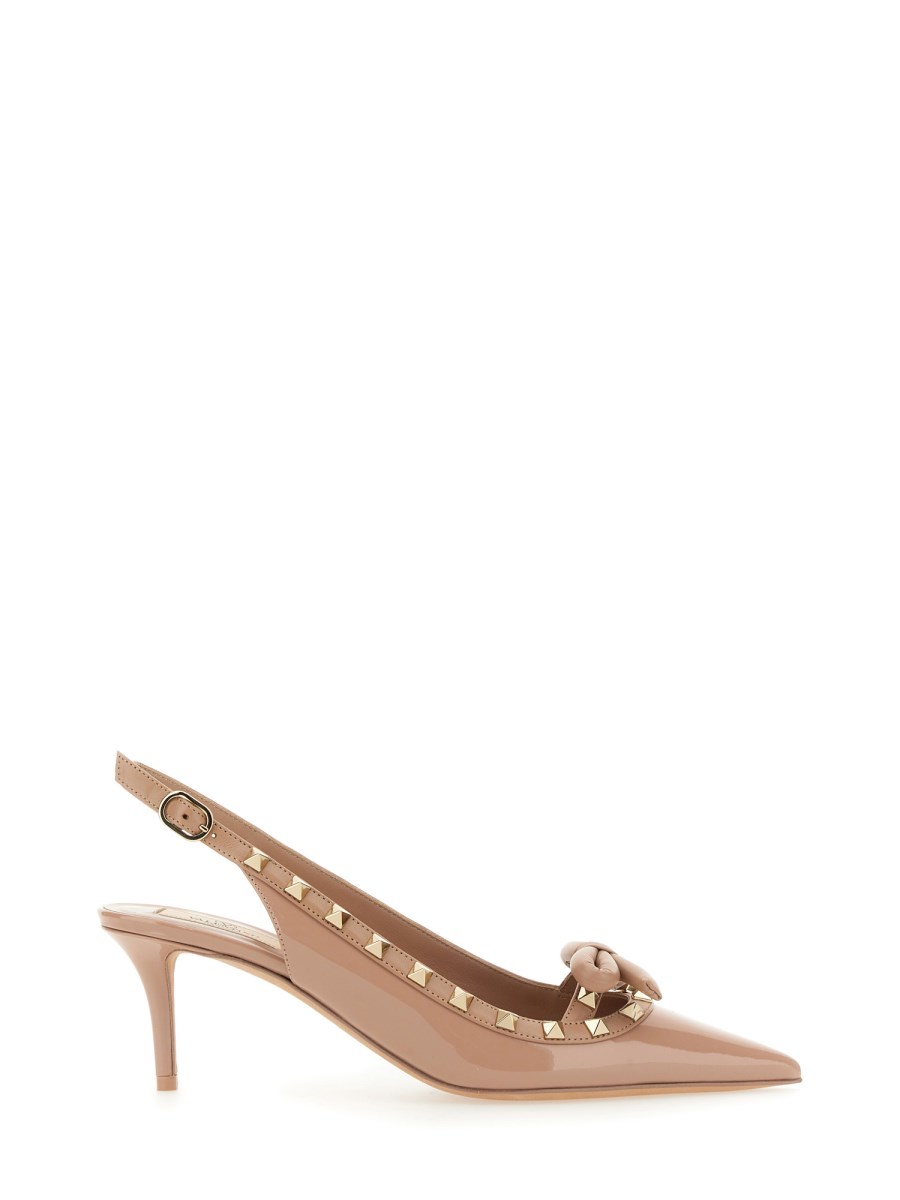 VALENTINO GARAVANI DÉCOLLETÉ SLINGBACK ROCKSTUD BOW IN VERNICE