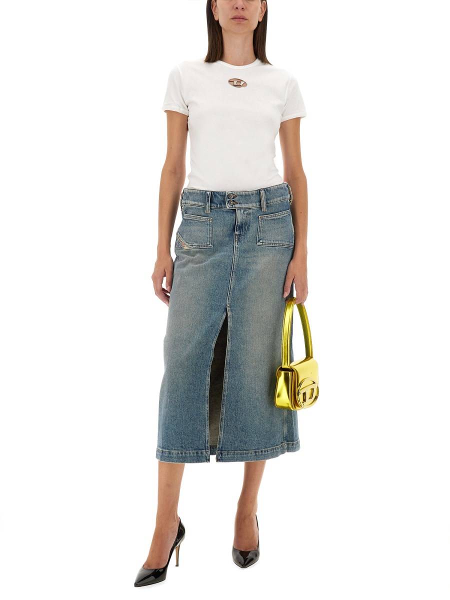 DIESEL GONNA MIDI IN DENIM DI COTONE