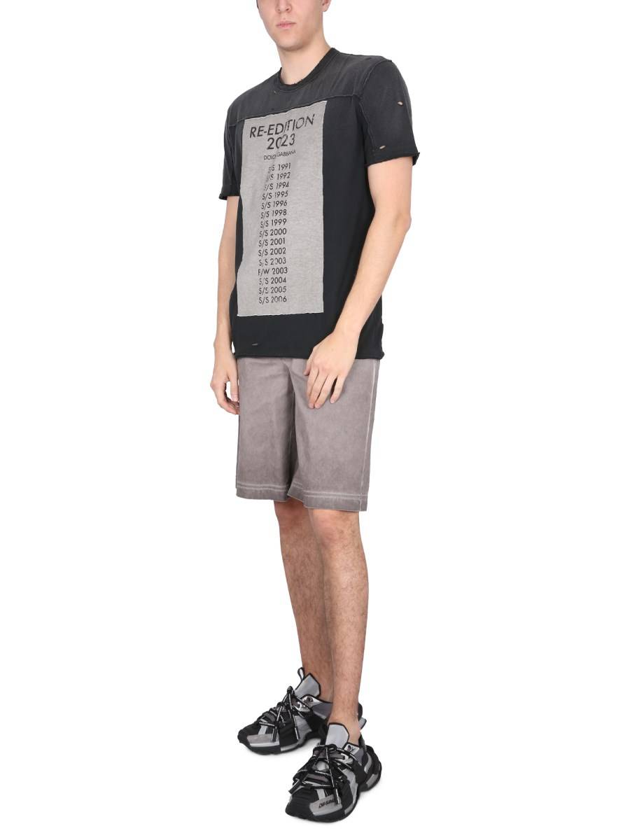 DOLCE & GABBANA BERMUDA IN COTONE CON PLACCA LOGATA