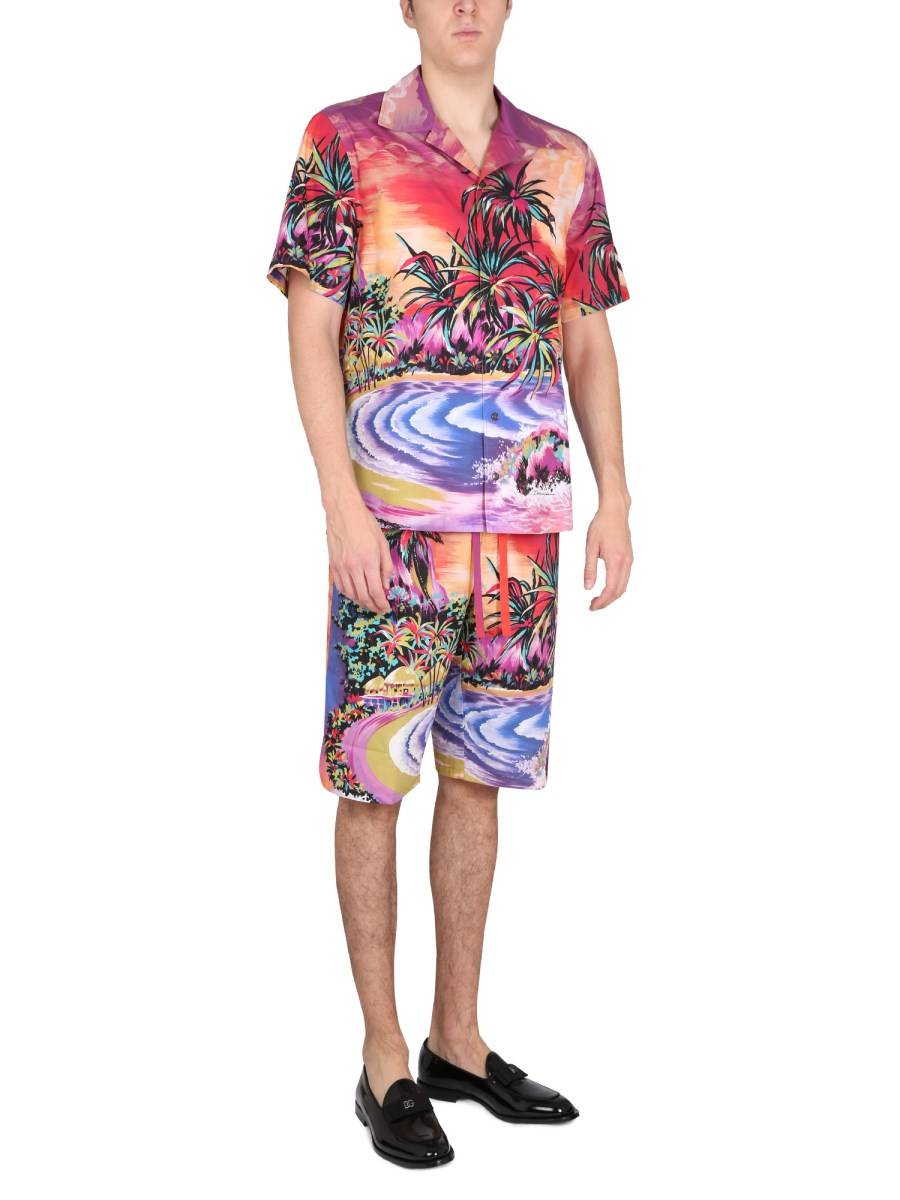 DOLCE & GABBANA BERMUDA IN COTONE CON STAMPA HAWAII