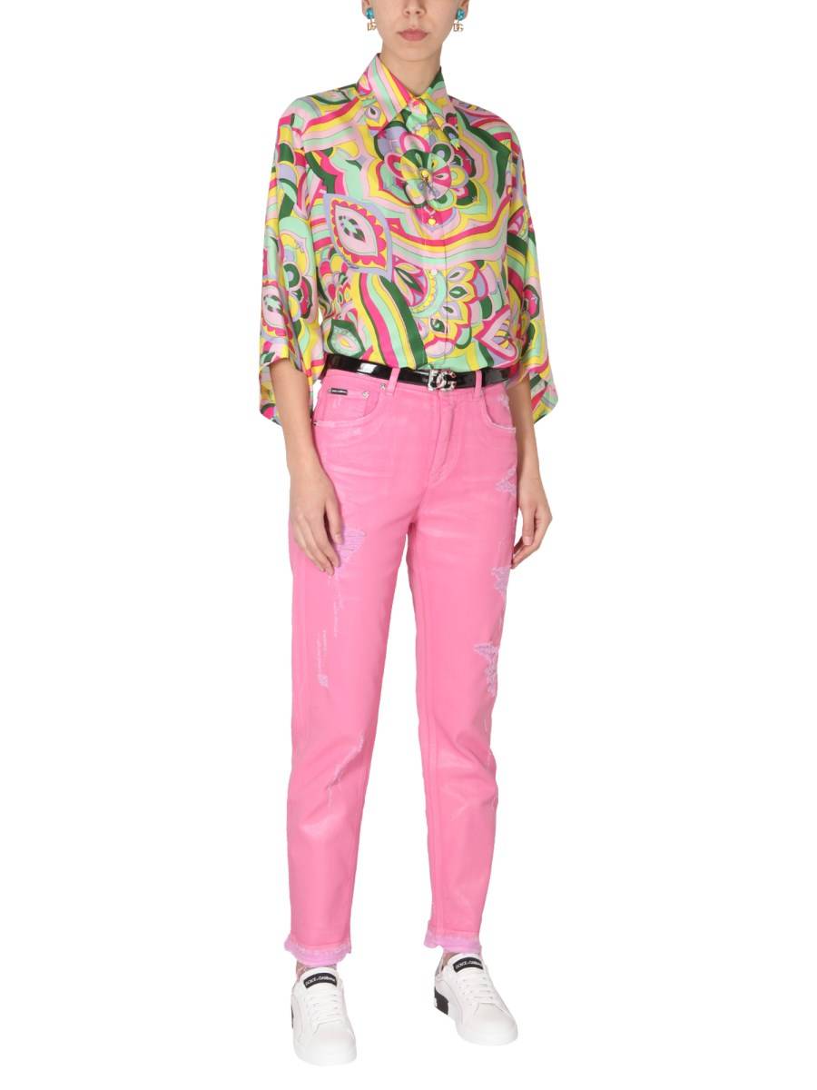 DOLCE & GABBANA JEANS LOOSE FIT IN DENIM SPALMATO