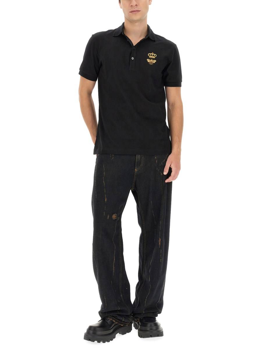 DOLCE & GABBANA POLO IN PIQUE DI COTONE