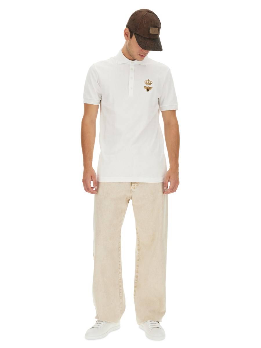 DOLCE & GABBANA POLO IN PIQUÈ DI COTONE CON LOGO