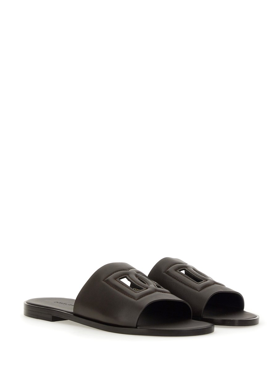 DOLCE & GABBANA SANDALO IN PELLE CON LOGO