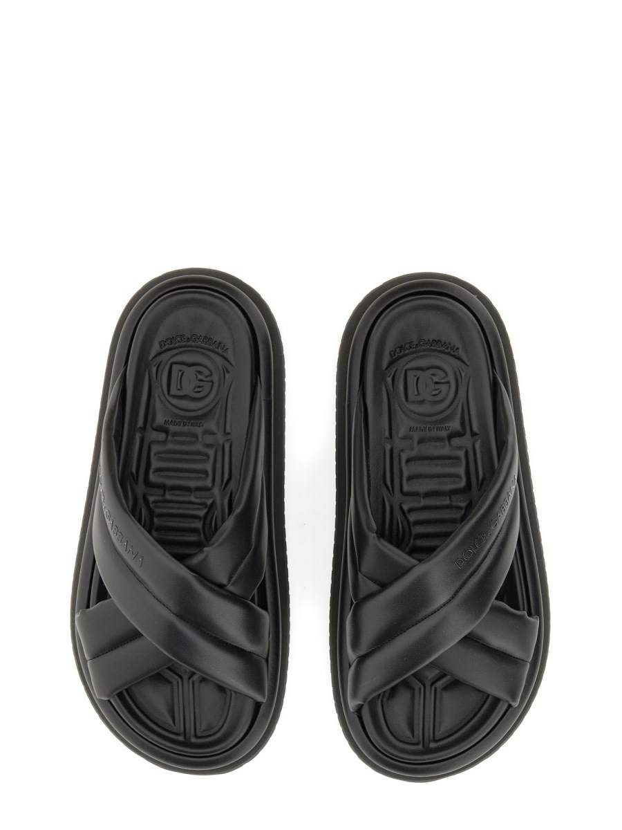 DOLCE & GABBANA SANDALO IN TESSUTO EFFETTO NAPPA