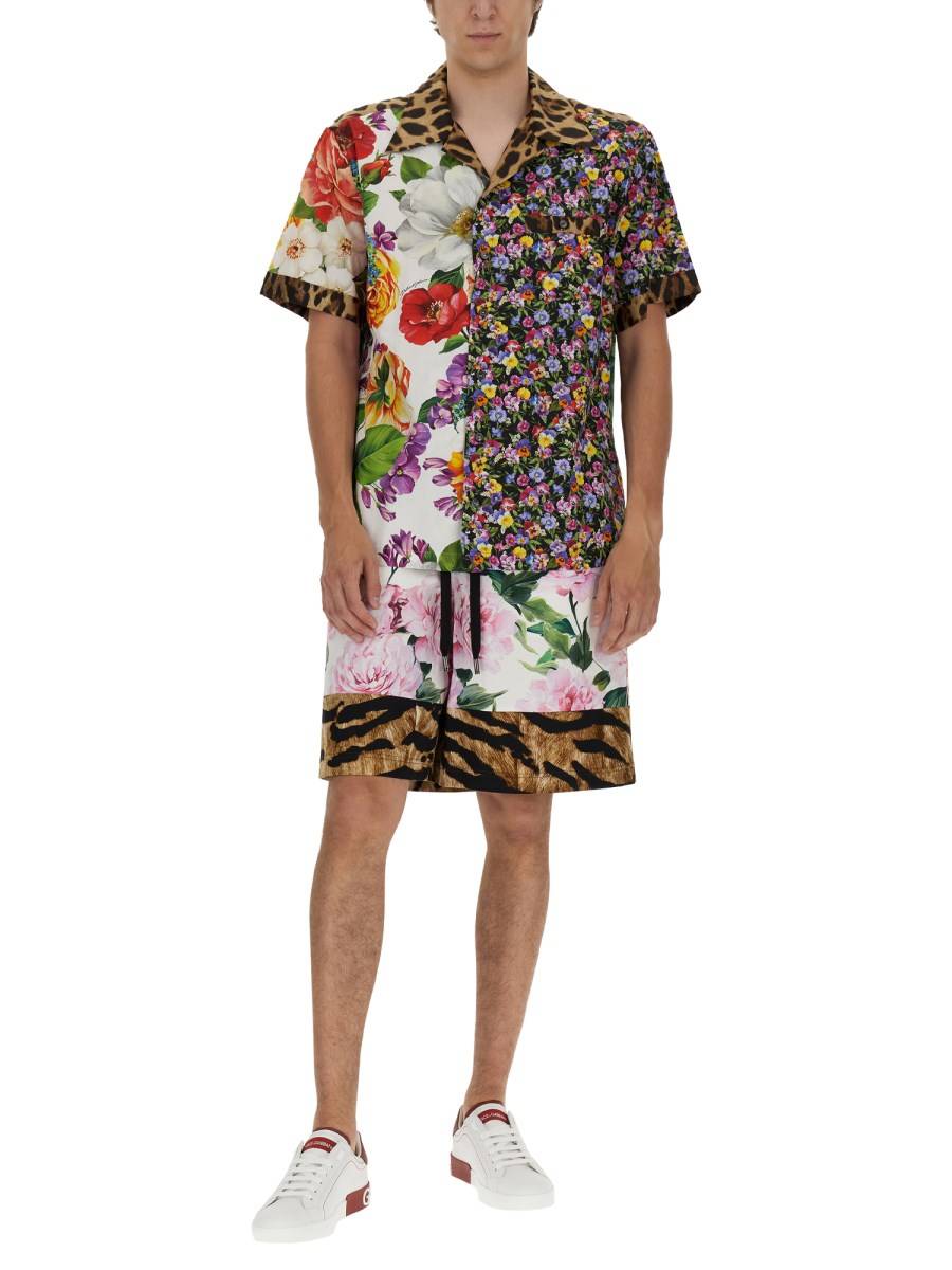 DOLCE & GABBANA SHORT IN COTONE CON STAMPA FLOREALE
