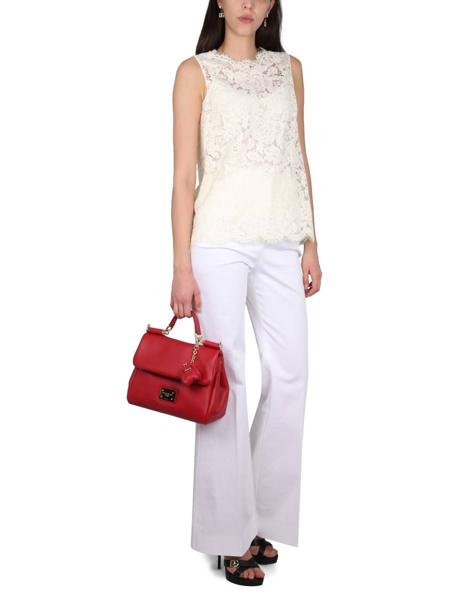 DOLCE & GABBANA TOP IN PIZZO STRETCH LOGATO