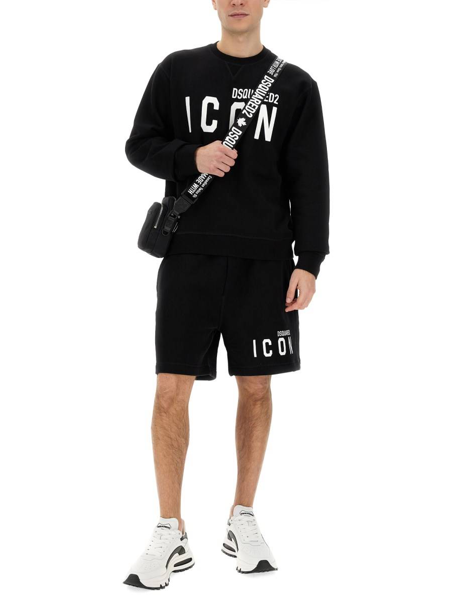 DSQUARED BERMUDA IN FELPA DI COTONE CON LOGO