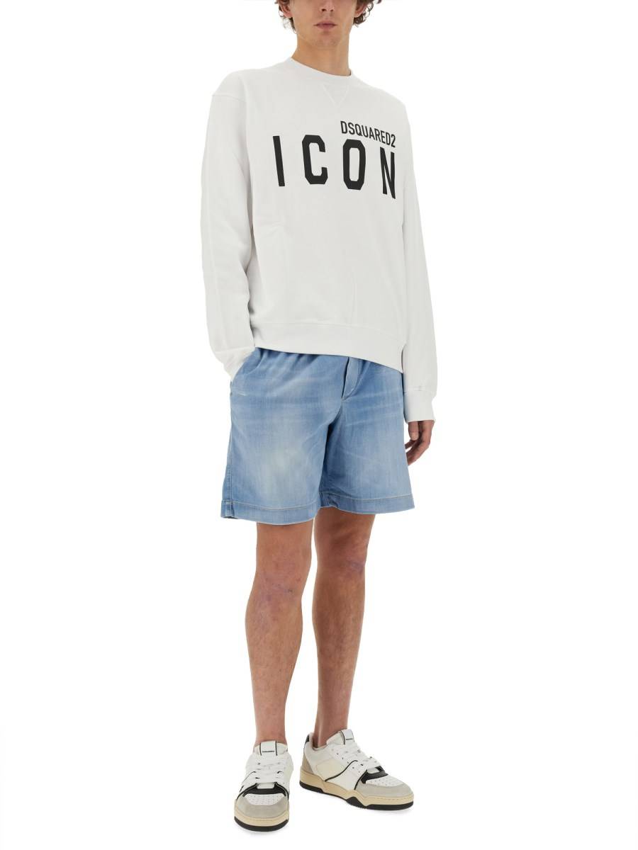 DSQUARED FELPA GIROCOLLO IN COTONE CON STAMPA ICON