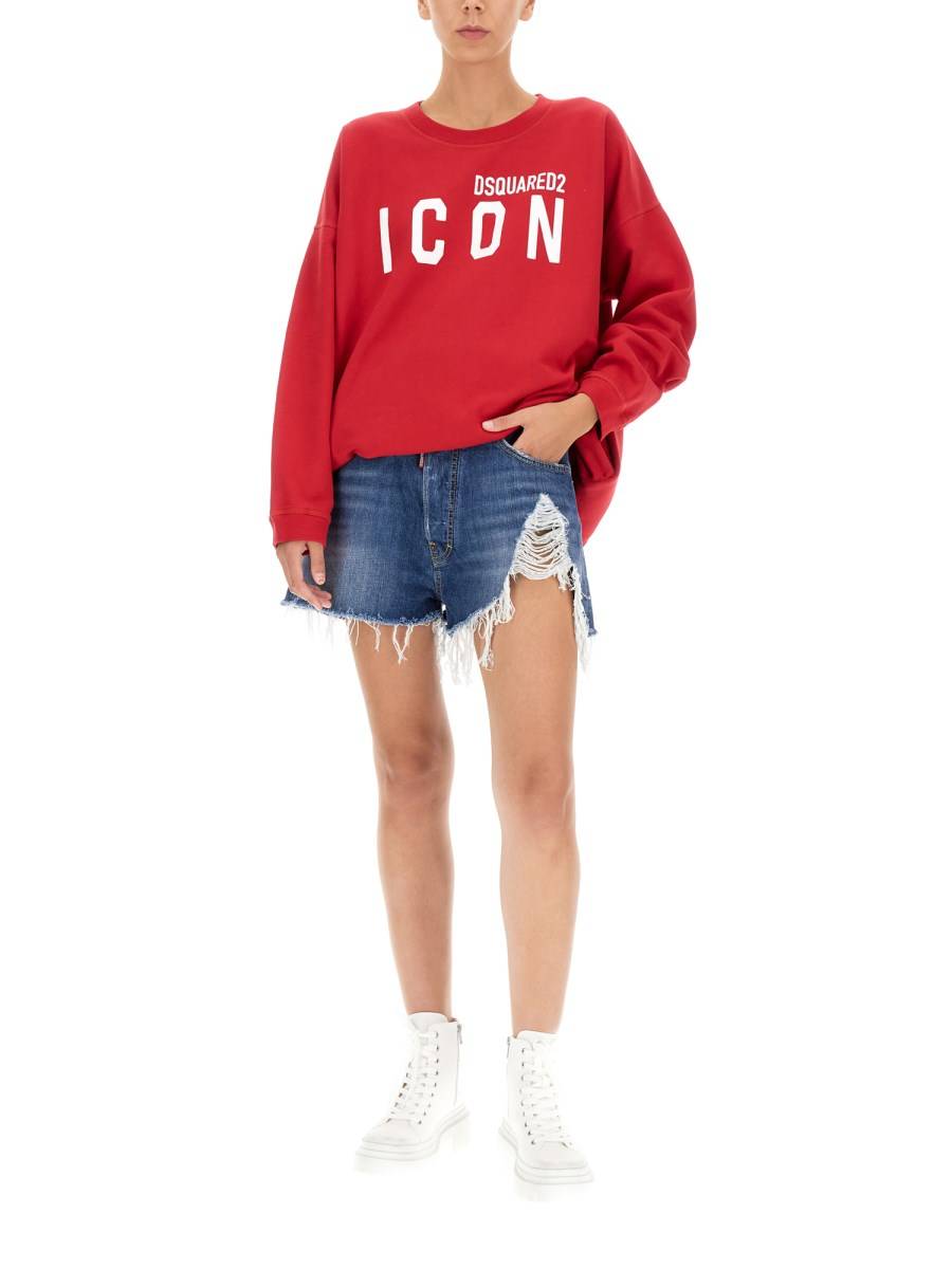 DSQUARED FELPA ICON IN COTONE CON STAMPA LOGO
