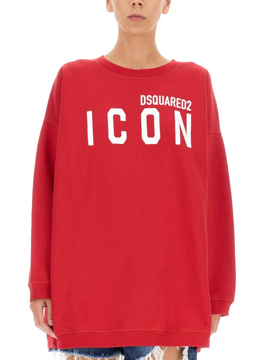 DSQUARED FELPA ICON IN COTONE CON STAMPA LOGO