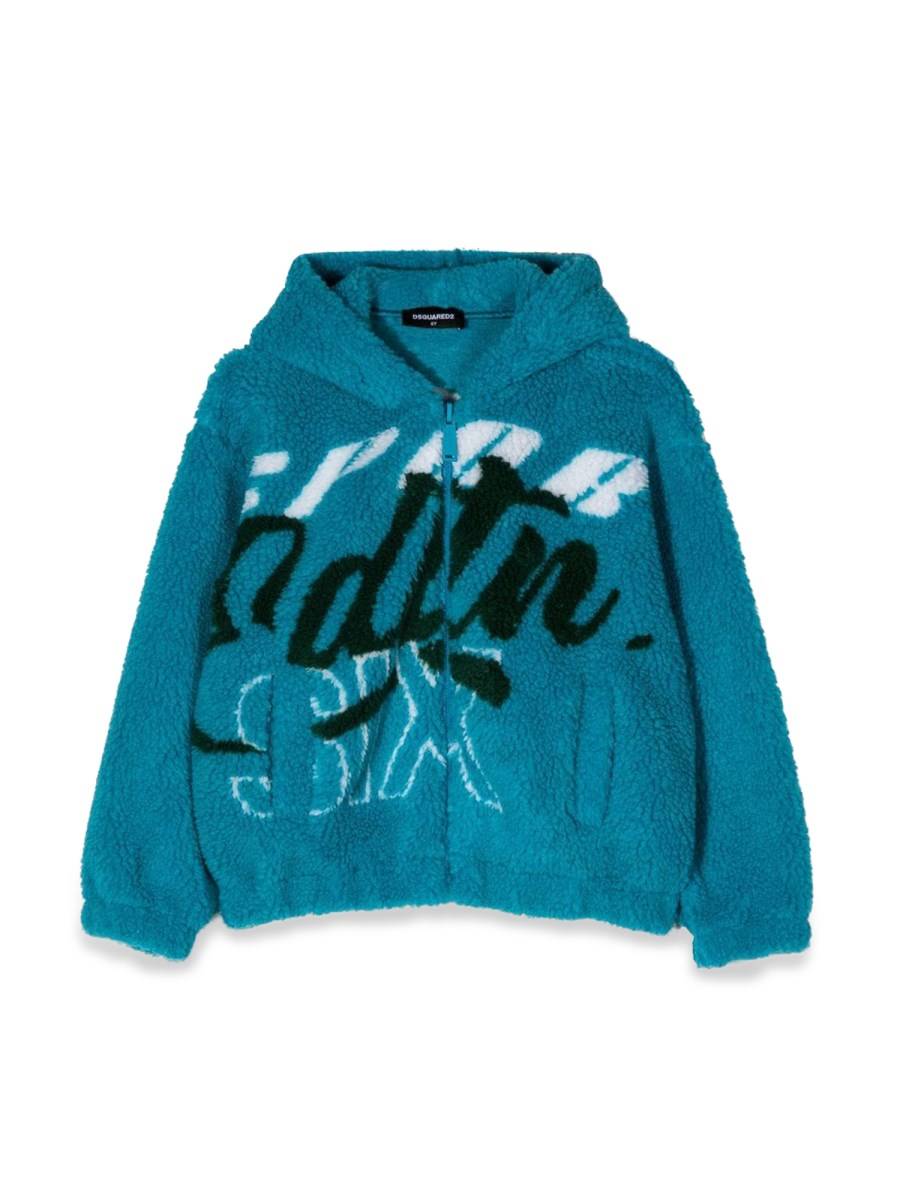 DSQUARED FELPA JACQUARD FUR CON ZIP E CAPPUCCIO