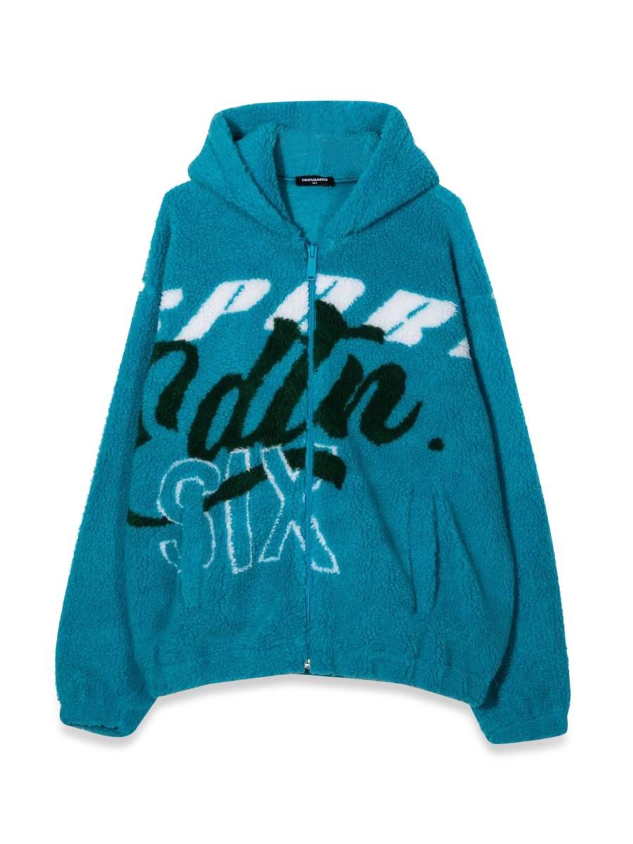 DSQUARED FELPA JACQUARD FUR CON ZIP E CAPPUCCIO