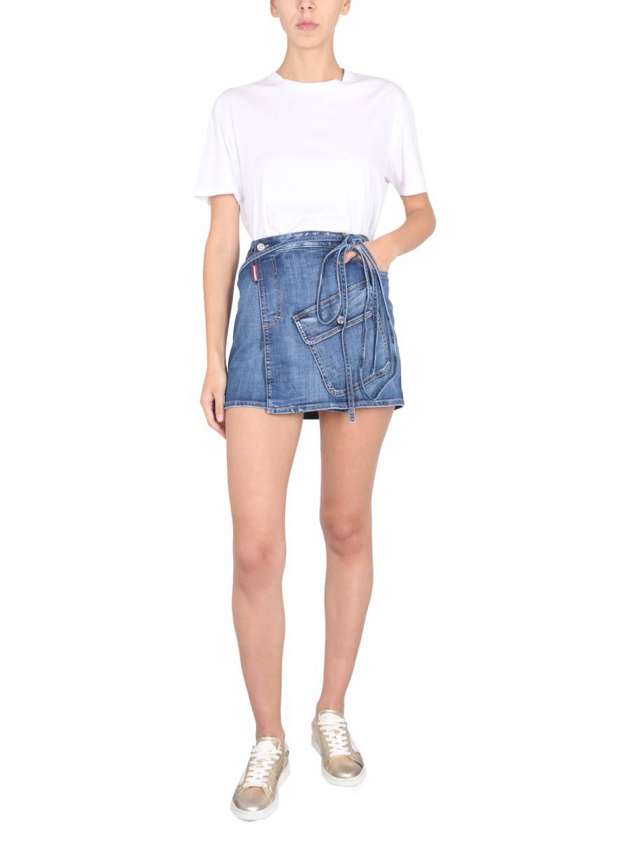 DSQUARED GONNA IN DENIM CON TASCA