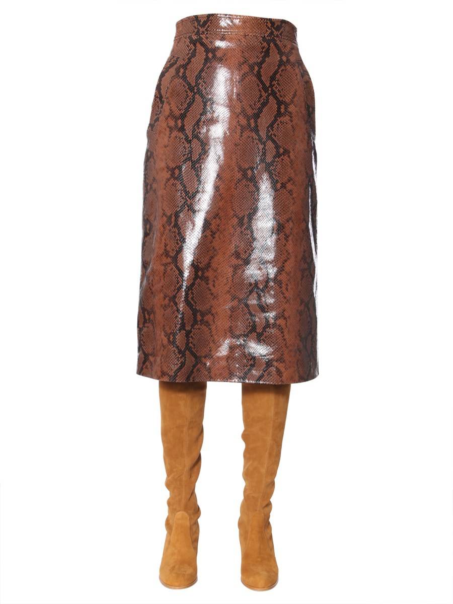 DSQUARED GONNA IN PELLE CON STAMPA PYTHON