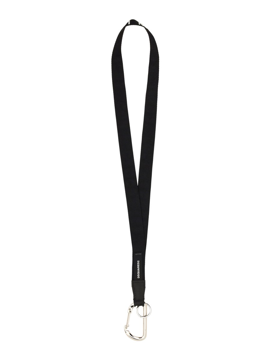 DSQUARED PORTACHIAVI IN TESSUTO TECNICO CON LOGO