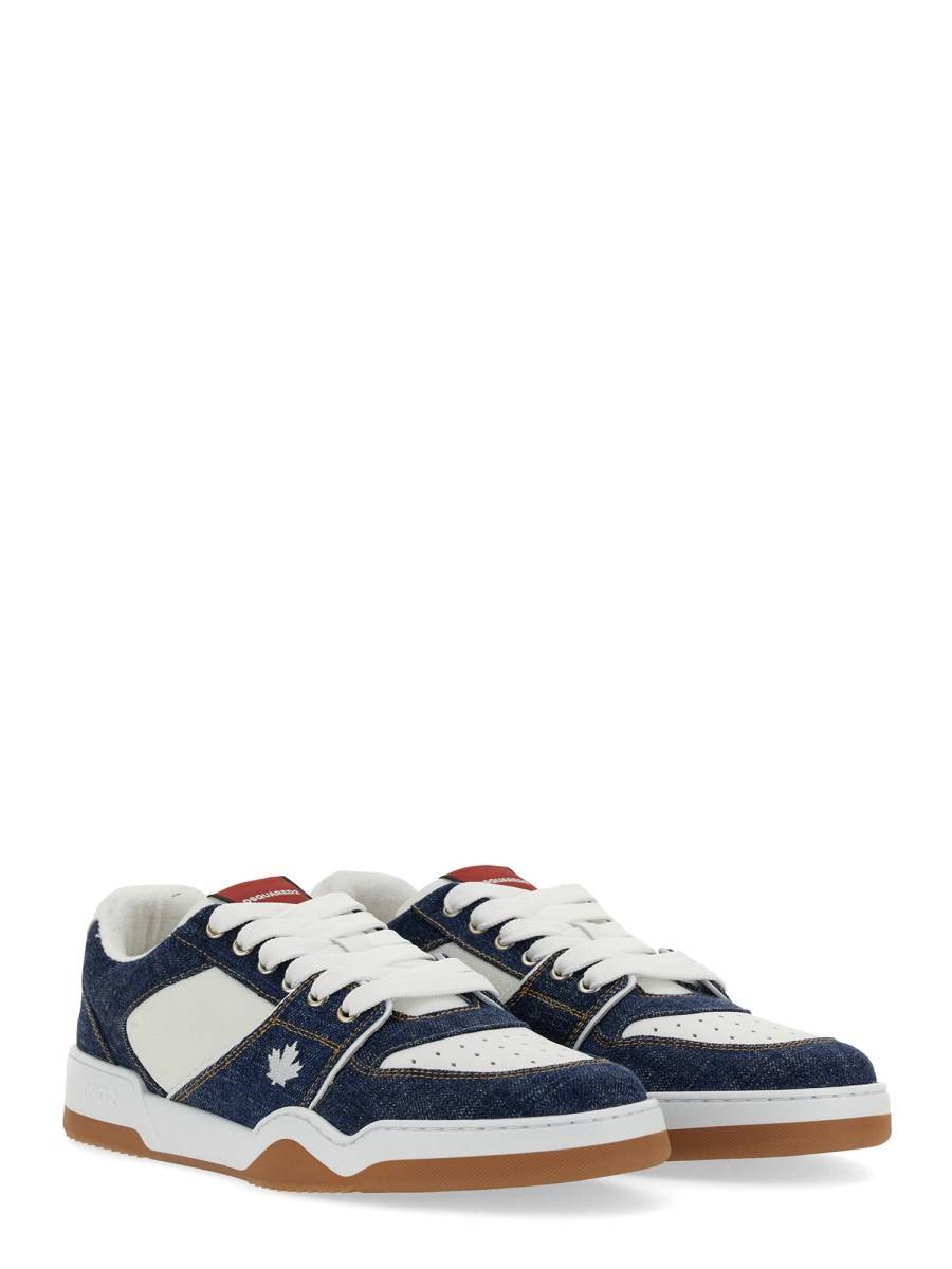 DSQUARED SNEAKER SPIKER IN DENIM E PELLE