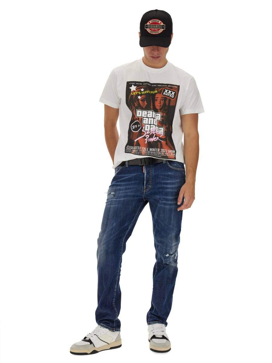 DSQUARED T-SHIRT CON STAMPA IN COTONE