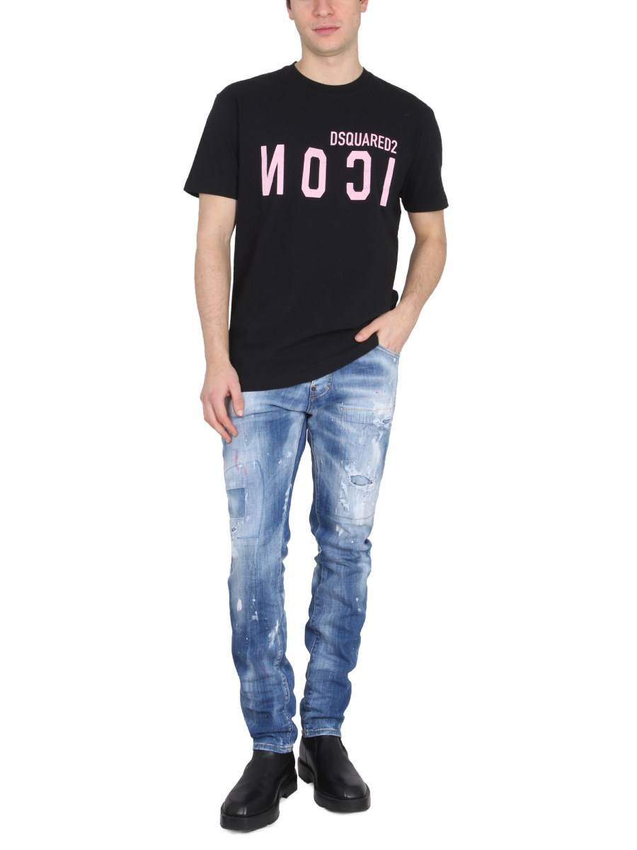 DSQUARED T-SHIRT CON STAMPA LOGO IN COTONE