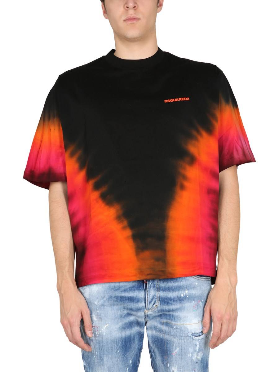DSQUARED T-SHIRT D2 FLAME IN JERSEY DI COTONE