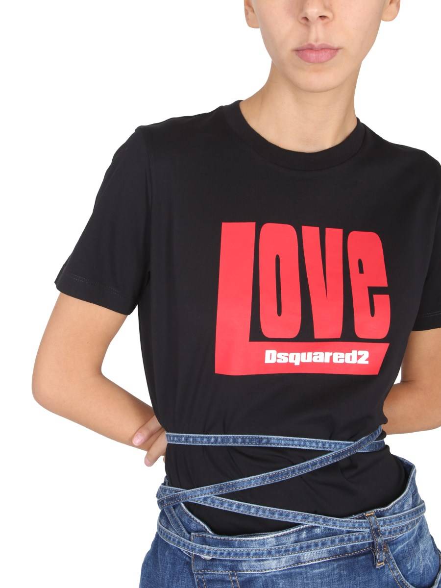 DSQUARED T-SHIRT "D2 LOVE TOY" IN COTONE