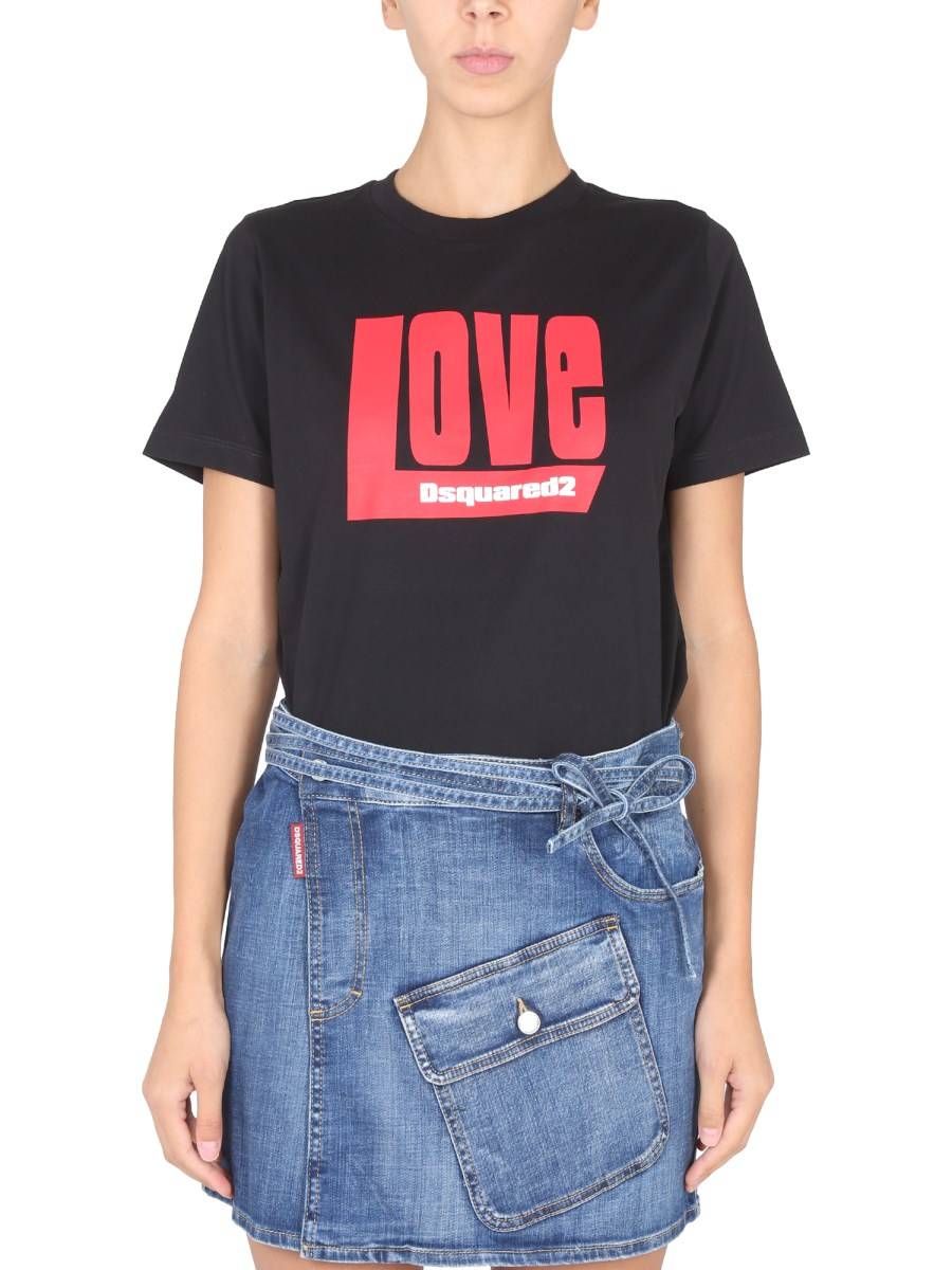 DSQUARED T-SHIRT "D2 LOVE TOY" IN COTONE