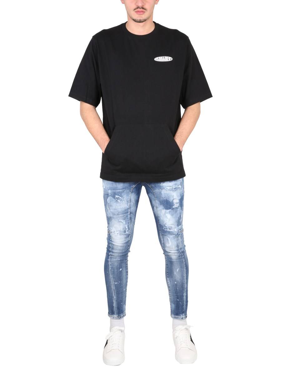DSQUARED T-SHIRT D2 SURF BOARD SKATER IN COTONE