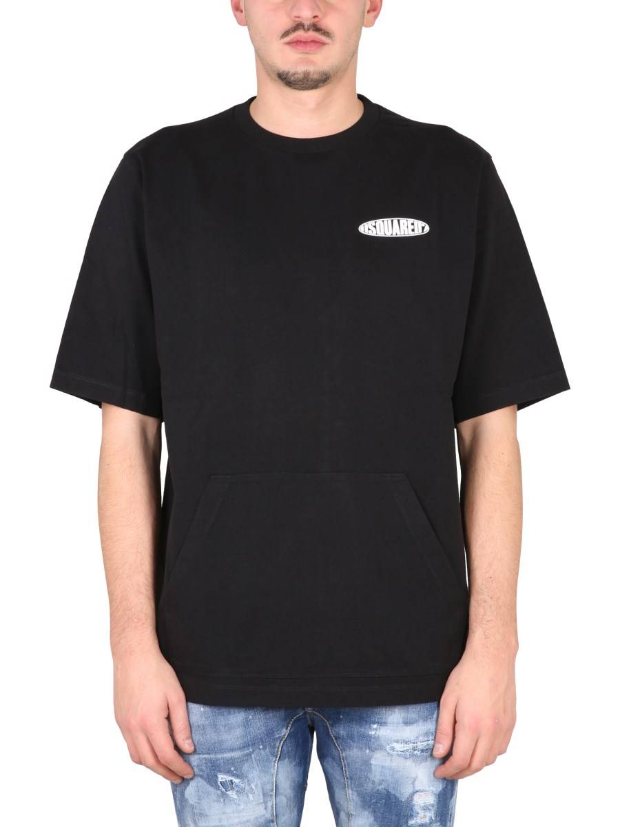 DSQUARED T-SHIRT D2 SURF BOARD SKATER IN COTONE